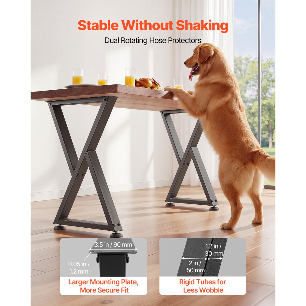 VEVOR Table Legs, 29.1" H x 18.6" W Steel Furniture Legs, Modular Design, Easy Assembly, 2204 lbs Max Load Heavy Duty, Z Shape for Home Office Desk DIY, Coffee Dinner Tables, Workbench,2 PCS, Black