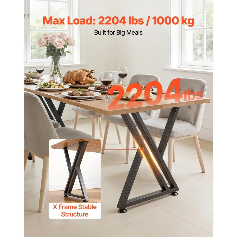 VEVOR Table Legs, 29.1" H x 24" W Steel Furniture Legs, 2204 lbs Max Load Heavy Duty, Easy Installation, Sturdy & Stable for Home Office Desk DIY, Coffee Dinner Bar Tables, Workbench,Set of 2, Black