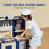 VEVOR Kids Kitchen Playset, 3-in-1 Toddler Kitchen with Simulated Spray, Sounds and Lights, Play Kitchen Set with 74 PCS Cooking Accessory Set for Toddlers, Preschoolers, Children Ages 3-8, Blue