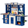 VEVOR Kids Kitchen Playset, 3-in-1 Toddler Kitchen with Simulated Spray, Sounds and Lights, Play Kitchen Set with 74 PCS Cooking Accessory Set for Toddlers, Preschoolers, Children Ages 3-8, Blue