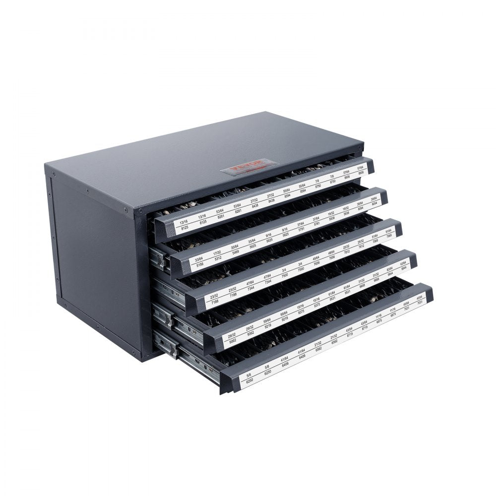 VEVOR Drill Bit Dispenser Cabinet, Five-Drawer Drill Bit Organizer Cabinet for 33/64" to 63/64" Steel Drill Dispenser Organizer Cabinet with Labels, Stackable Drill Dispenser for Drill Bit Storage