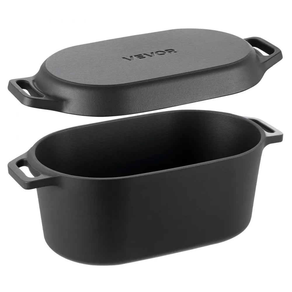 VEVOR Enameled Cast Iron Dutch Oven, 3.5 Quart Pot with Lid and Dual Handles, Heavy-Duty Durable Cookware Pan, Oven Induction Compatible up to 500℉, for Braising, Stews, Roasting, Bread Baking, Black