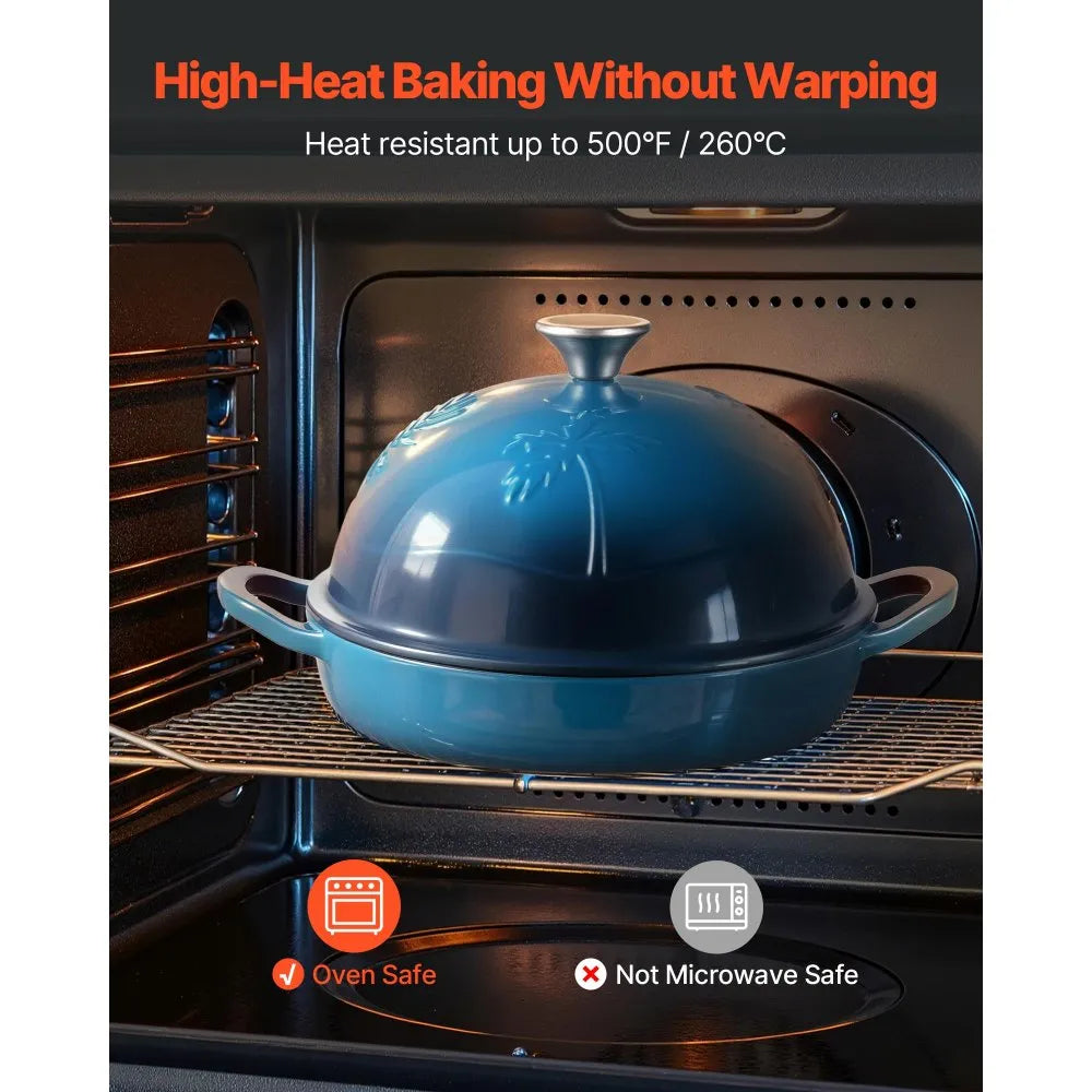VEVOR Enameled Cast Iron Dutch Oven, 5 Quart Pot for Sourdough Bread Baking, Heavy-Duty Cookware Pan with Lid and Dual Handles, Oven Induction Compatible up to 500℉, for Cooking Roasting
