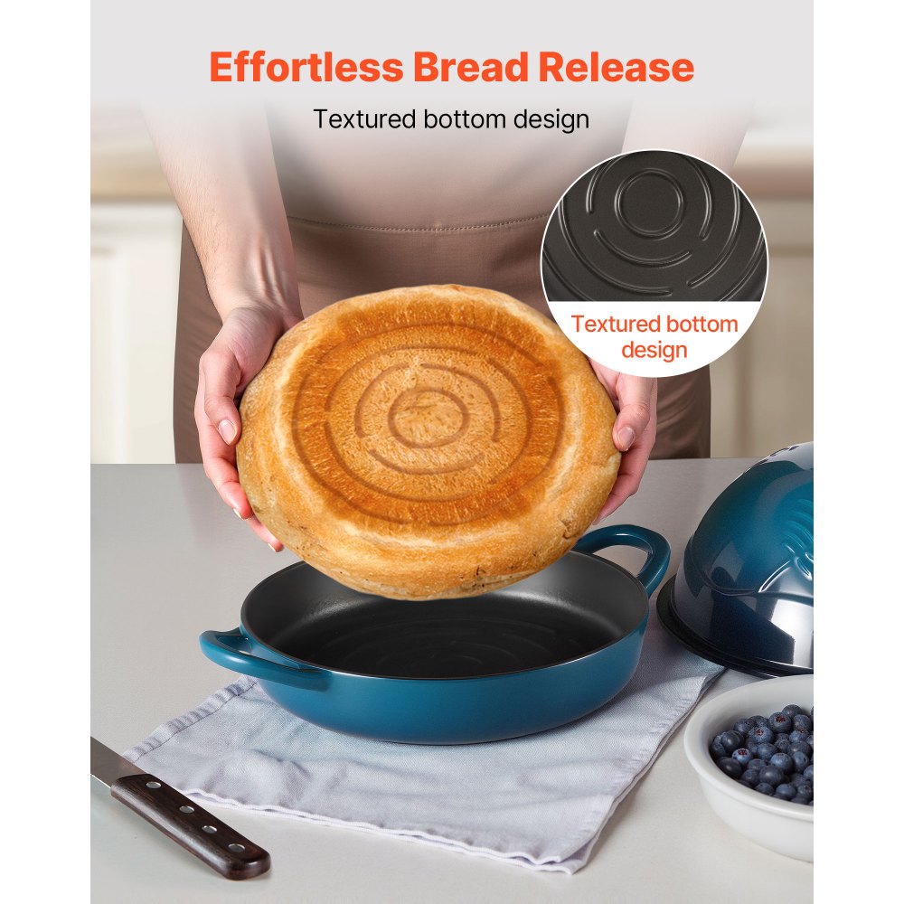 VEVOR Enameled Cast Iron Dutch Oven, 5 Quart Pot for Sourdough Bread Baking, Heavy-Duty Cookware Pan with Lid and Dual Handles, Oven Induction Compatible up to 500℉, for Cooking Roasting