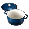 VEVOR Enameled Cast Iron Dutch Oven, 6 Quart Pot with Lid and Dual Handles, Heavy-Duty Durable Cookware Pan, Oven Induction Compatible up to 500℉, for Braising, Stews, Roasting, Bread Baking, Blue