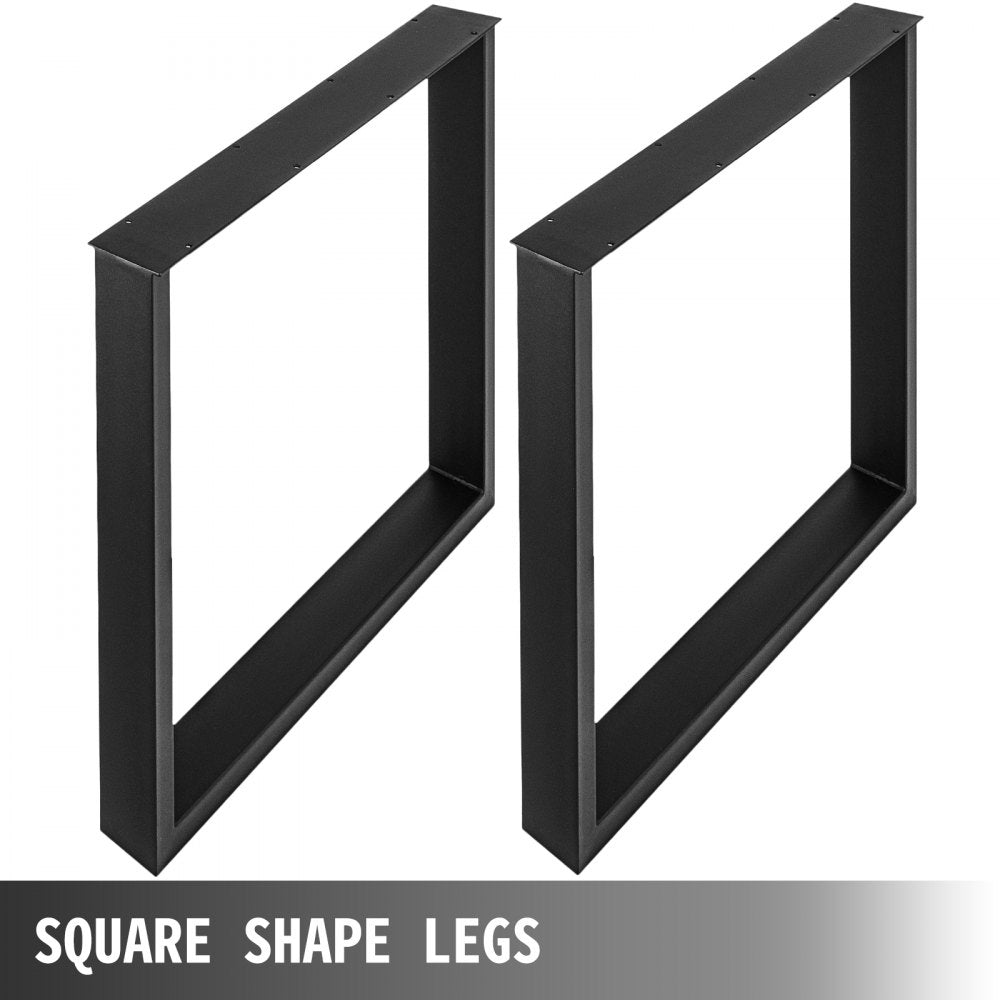 VEVOR Set of 2 Steel Table Legs, 28''Height 35''Wide Dining Table Legs, Heavy Duty 3.1" Width Box Section Square Table Legs, 28x35x3.1 Inch Black Color Industrial Country Style Metal Dining Legs