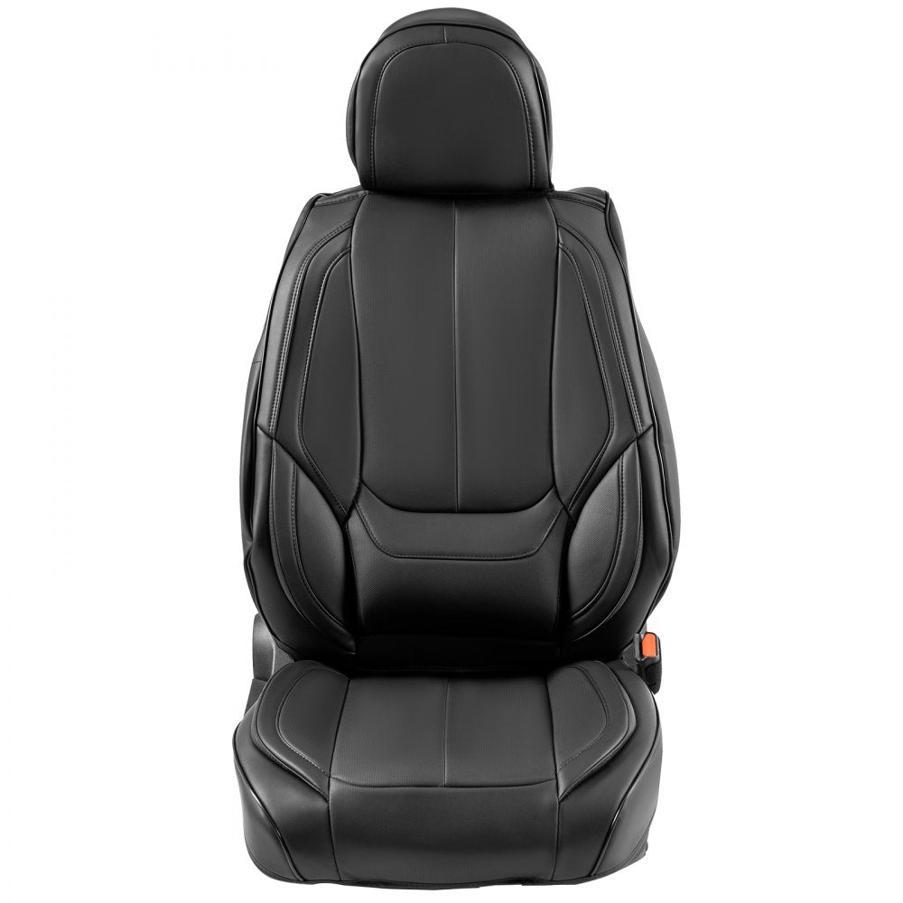 VEVOR Seat Covers, Universal Car Seat Covers Front Seats, 6pcs Faux Leather Seat Cover, Full Enclosed Design, Detachable Headrest and Airbag Compatible, for Most Cars SUVs and Trucks Black