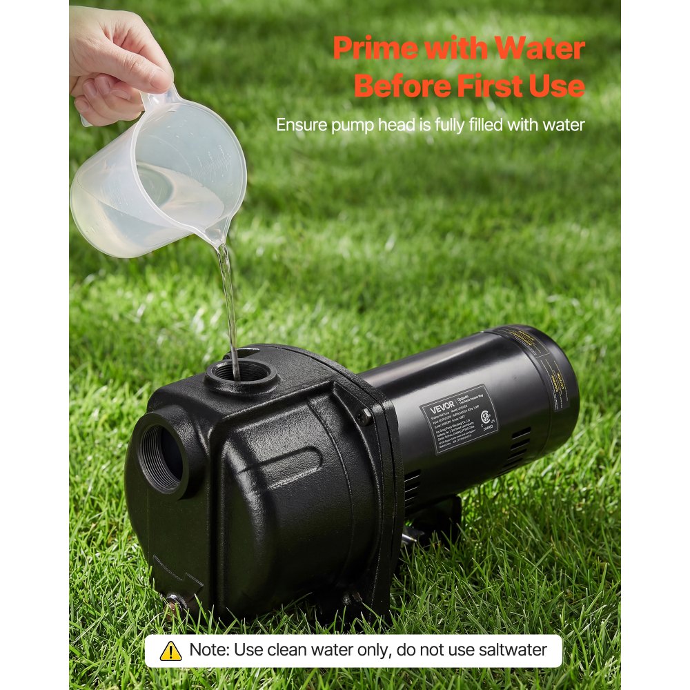 VEVOR 1.5 HP Shallow Well Jet Pump, AC 115/230 Volt, 4250 GPH Dual Voltage Cast Iron Well Jet Pump, with 108 ft Max Head Lift, Easy Voltage Switching, for Garden Irrigation, Lawn Sprinkler System