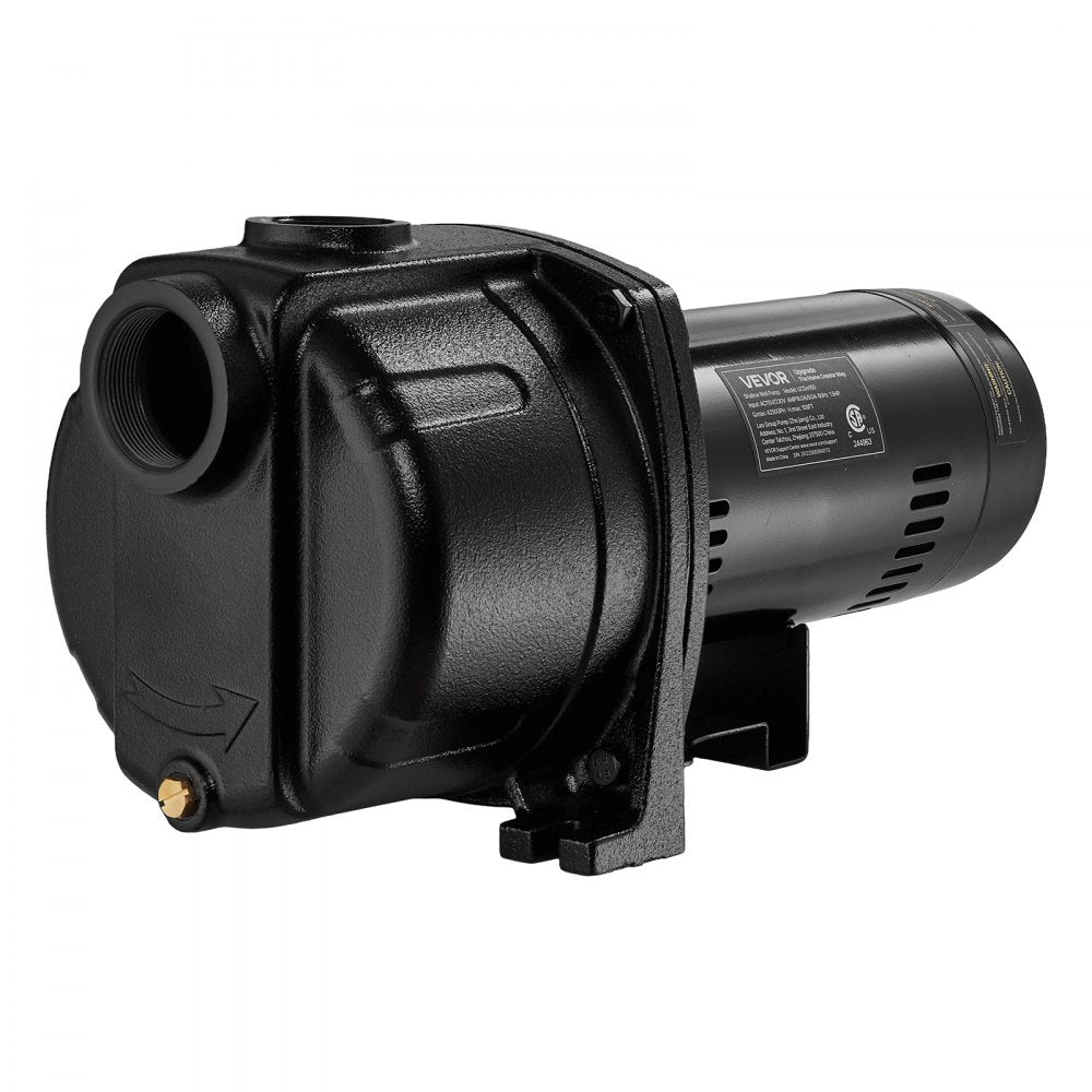 VEVOR 1.5 HP Shallow Well Jet Pump, AC 115/230 Volt, 4250 GPH Dual Voltage Cast Iron Well Jet Pump, with 108 ft Max Head Lift, Easy Voltage Switching, for Garden Irrigation, Lawn Sprinkler System