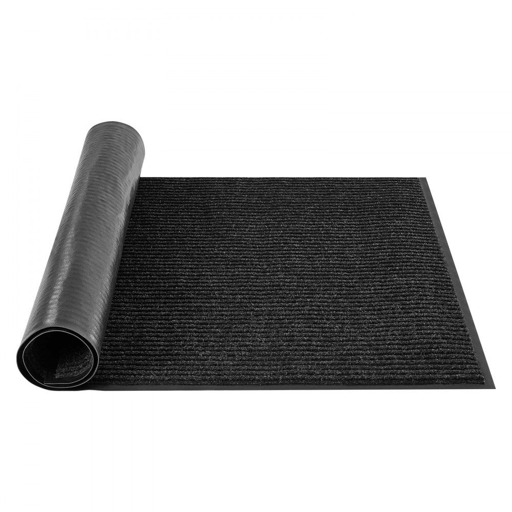 VEVOR Front Door Mat, 8 x 4 ft Commercial Floor Mat for Indoor and Outdoor, Stylish Striped Industrial Carpet with PVC Backing, Heavy Duty Washable Entry Rug for Hallway, Balcony, Garage, Grey