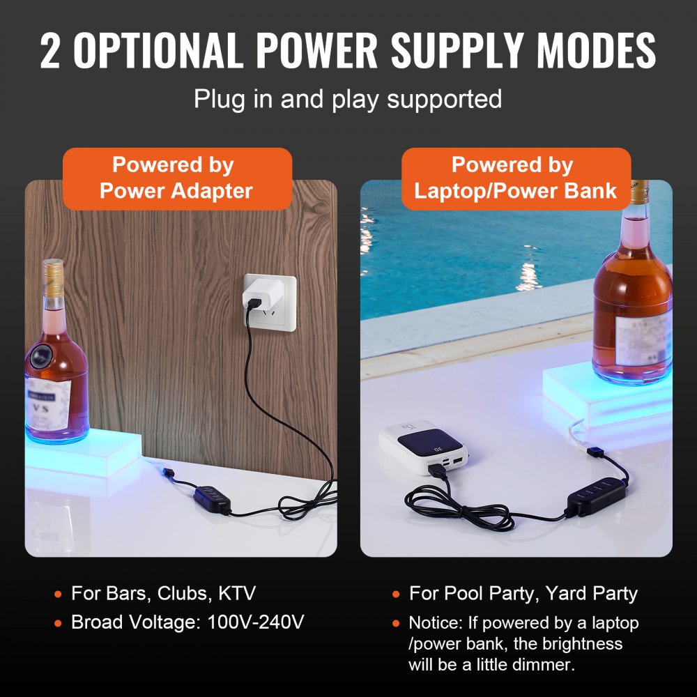 VEVOR LED Lighted Liquor Bottle Display, 1 Tier 30 Inch Wall Mounted Whiskey Rack Stand, 1 Step Commercial Illuminated Home Bar Shelf, Acrylic Drinks lighting Shelves with RF Remote & App Control
