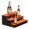 VEVOR LED Lighted Liquor Bottle Display, 3 Tiers 16 Inch Commercial Illuminated Home Bar Shelf, 3 Steps Whiskey Rack Stand, Acrylic Drink Shelves with RF Remote & App Control, and Multicolor lighting