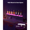 VEVOR LED Lighted Liquor Bottle Display, 1-Tier 48 Inches Whiskey Rack, Supports USB, Illuminated Home Bar Shelf with RF Remote & App Control, 7 Static Colors, Acrylic Lighted Shelf for 12 Bottles