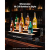 VEVOR LED Lighted Liquor Bottle Display, 3 Tiers 24 inches, Supports USB, Acrylic Illuminated Home Bar Shelf Display with RF Remote & App Control, 9 Static Colors, Timing Mode, for 18-24 Bottles