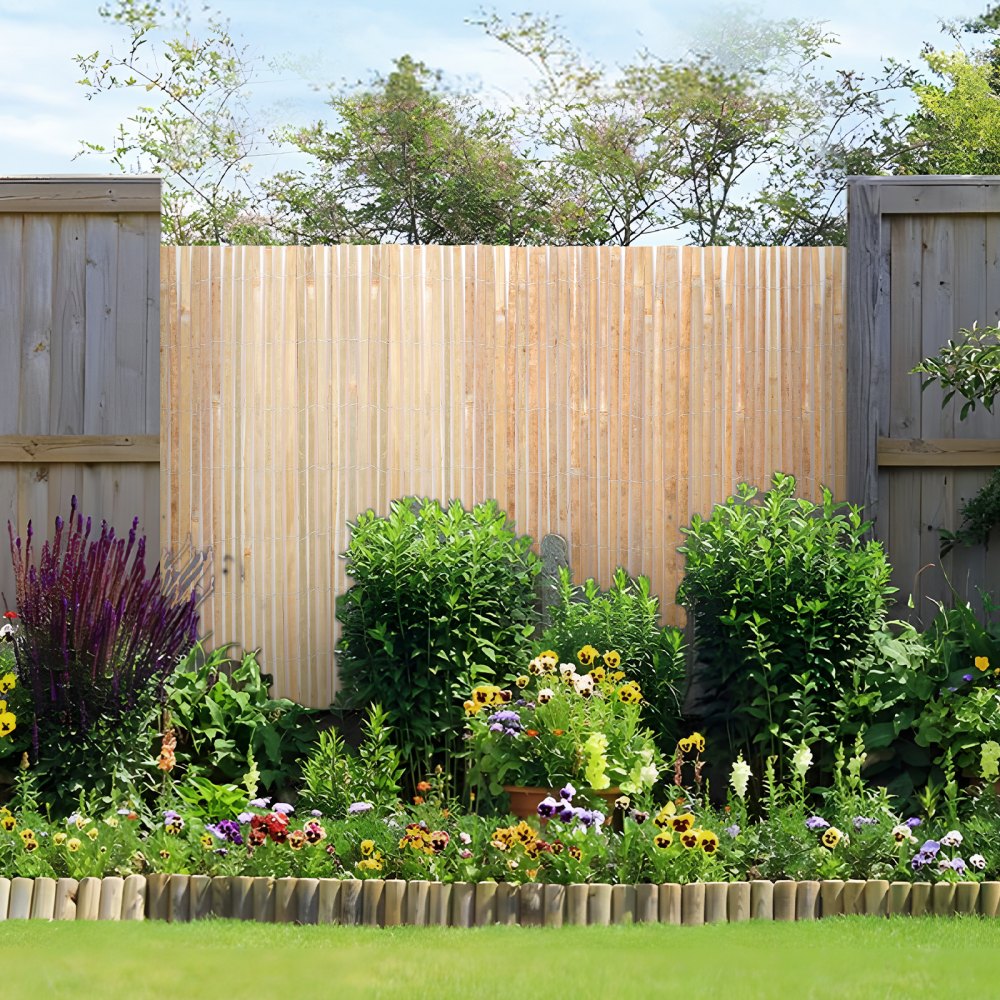 VEVOR Natural Bamboo Slat Screening, Eco-Friendly Privacy Bamboo Slat Fence, 3 ft H x 19.6 ft L Decorative Bamboo Screen Panel, for Garden, Backyard, Balcony, Patio, Pool Side
