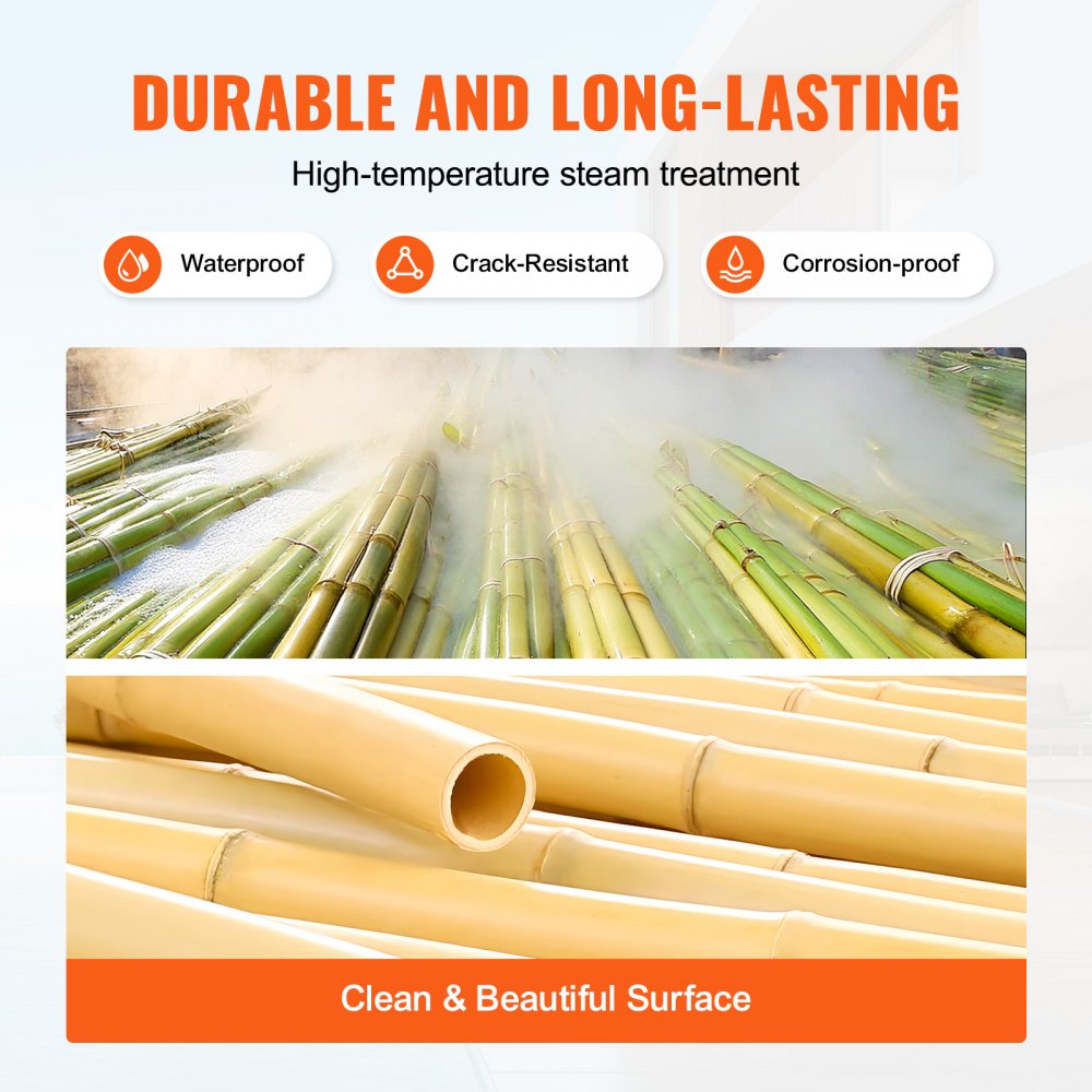 VEVOR Natural Rolled Bamboo Fence, Eco-Friendly Bamboo Privacy Fence 4 ft H x 6 ft L x 0.75 in D. , Decorative Bamboo Privacy Screen for Garden, Backyard, Balcony, Patio, Pool Side