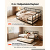 VEVOR Full Size Daybed with Pop Up Trundle Twin Size Metal Day Bed Frame, for Living Room Bedroom Guest Room, Sturdy Metal Design, Space Saving Sofa Bed, 2 Lockable Casters, Easy Assembly, Black