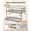 VEVOR Full Size Daybed with Pop Up Trundle Twin Size Metal Day Bed Frame, for Living Room Bedroom Guest Room, Sturdy Metal Design, Space Saving Sofa Bed, 2 Lockable Casters, Easy Assembly, Black