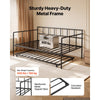 VEVOR Full Size Daybed with Pop Up Trundle Twin Size Metal Day Bed Frame, for Living Room Bedroom Guest Room, Sturdy Metal Design, Space Saving Sofa Bed, 2 Lockable Casters, Easy Assembly, Black