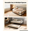 VEVOR Full Size Daybed with Pop Up Trundle Twin Size Metal Day Bed Frame, for Living Room Bedroom Guest Room, Sturdy Metal Design, Space Saving Sofa Bed, 2 Lockable Casters, Easy Assembly, Black