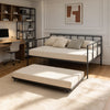 VEVOR Full Size Daybed with Pop Up Trundle Twin Size Metal Day Bed Frame, for Living Room Bedroom Guest Room, Sturdy Metal Design, Space Saving Sofa Bed, 2 Lockable Casters, Easy Assembly, Black