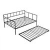 VEVOR Full Size Daybed with Pop Up Trundle Twin Size Metal Day Bed Frame, for Living Room Bedroom Guest Room, Sturdy Metal Design, Space Saving Sofa Bed, 2 Lockable Casters, Easy Assembly, Black