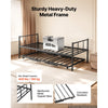 VEVOR Twin Daybed with Pop Up Trundle Metal Twin Daybed Frame Rectangular, for Living Room Bedroom Guest Room, Space Saving, Heavy-Duty Metal Sofa Bed Support, 2 Lockable Casters, Easy Assembly, Black