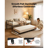 VEVOR Twin Daybed with Pop Up Trundle Metal Twin Daybed Frame Rectangular, for Living Room Bedroom Guest Room, Space Saving, Heavy-Duty Metal Sofa Bed Support, 2 Lockable Casters, Easy Assembly, Black