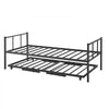 VEVOR Twin Daybed with Pop Up Trundle Metal Twin Daybed Frame Rectangular, for Living Room Bedroom Guest Room, Space Saving, Heavy-Duty Metal Sofa Bed Support, 2 Lockable Casters, Easy Assembly, Black