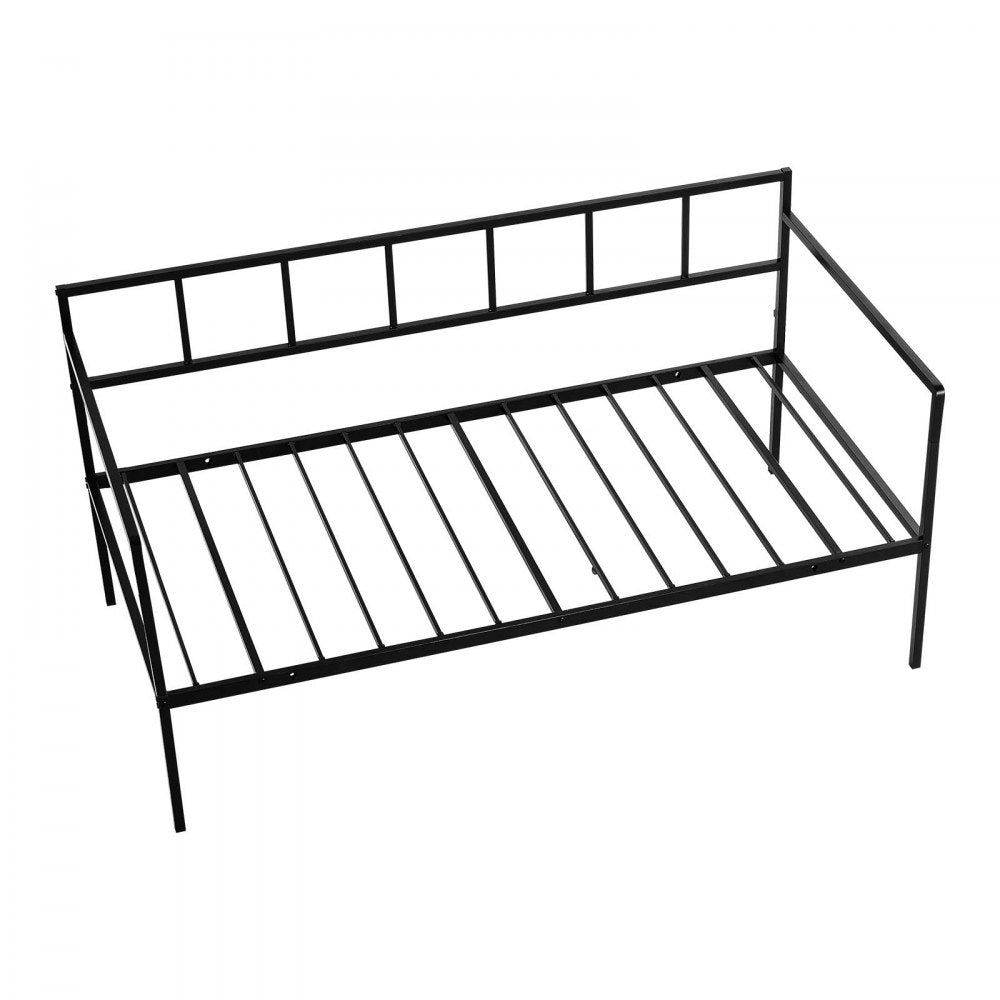 VEVOR Twin Daybed Metal Twin Size Day Bed Frame with Under-Bed Storage, for Living Room Bedroom Guest Room, Space Saving, Heavy-Duty Metal Sofa Bed Support, Easy Assembly, Without Trundle, Black