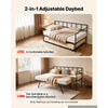 VEVOR Twin Daybed with Pop Up Trundle Metal Twin Day Bed Frame Pull Out, for Living Room Bedroom Guest Room, Space Saving, Heavy-Duty Metal Sofa Bed Support, Lockable Casters, Easy Assembly, Black