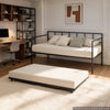 VEVOR Twin Daybed with Pop Up Trundle Metal Twin Day Bed Frame Pull Out, for Living Room Bedroom Guest Room, Space Saving, Heavy-Duty Metal Sofa Bed Support, Lockable Casters, Easy Assembly, Black