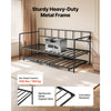 VEVOR Twin Daybed with Pop Up Trundle Metal Charging Station LED Light, for Living Room Bedroom Guest Room, Heavy Duty Twin Size Sofa Day Bed Frame, Height Adjustable, with Lockable Casters, Black