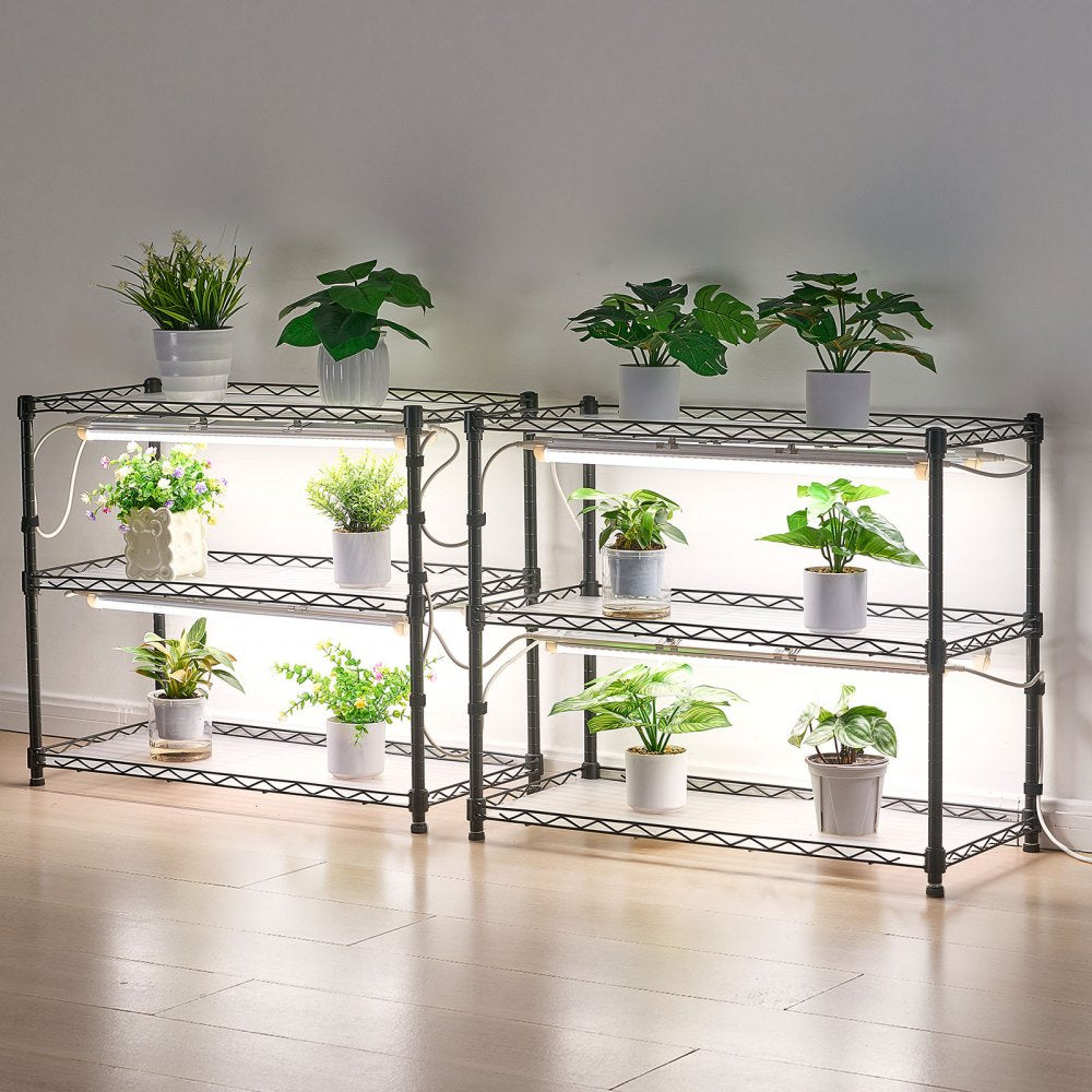 VEVOR DIY Plant Shelf with Grow Lights, 71 in Tall Indoor Plant Stand with Wheels, 192W 5000K Full Spectrum Grow Lights, Heavy Duty Metal Plants Display Rack, Flower Pot Holder for Seed Starting