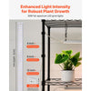 VEVOR Plant Shelf with Grow Light, 4-Tier Indoor Plant Stand, 59in Tall Plants Display Rack with Wheels, 90W 3-Color Full Spectrum Grow Lights, Heavy Duty Metal Flower Pot Holder for Seed Starting