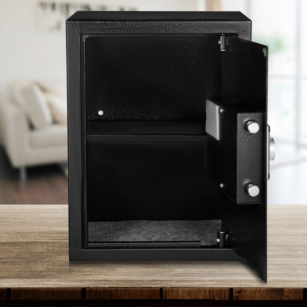 VEVOR Safe Box, 2.1 CU.FT Fingerprint Safe Box for Money with 2 Keys & Digital Keypad, Q235 Steel Safe Box for Storing Cash, Jewelry, Pistols, Documents, Watches in Home & Office & Hotel