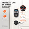 VEVOR Fingerprint Door Lock with Level Handles, Fingerprint/Keypad Code/Key, One-Time and Anti-Peeking Password, Constant Unlock Mode, Aluminum Alloy, Electronic Keypad Deadbolt for Entry Doors