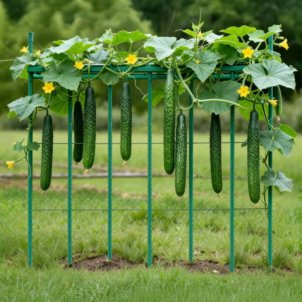VEVOR Garden Stakes, 50 Pack, 57.28 inch, Plastic Coated Metal Tomato Stakes, Garden Sticks for Plants Support, with Pointed End and Non-Slip Bumps for Growing Climbing Plants, Outdoor Vegetables