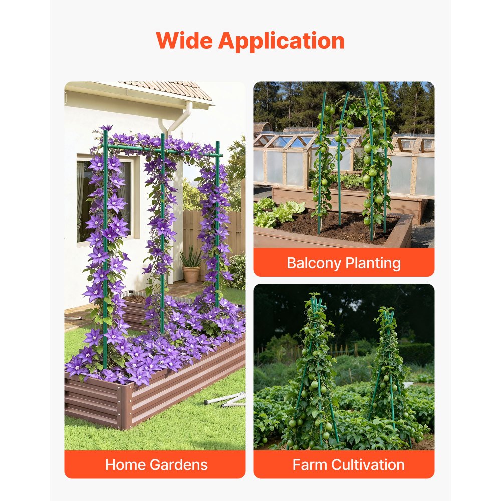 VEVOR Garden Stakes, 25 Pack, 82.68 inch, Plastic Coated Metal Tomato Stakes, Garden Sticks for Plants Support, with Pointed End and Non-Slip Bumps for Growing Climbing Plants, Outdoor Vegetables