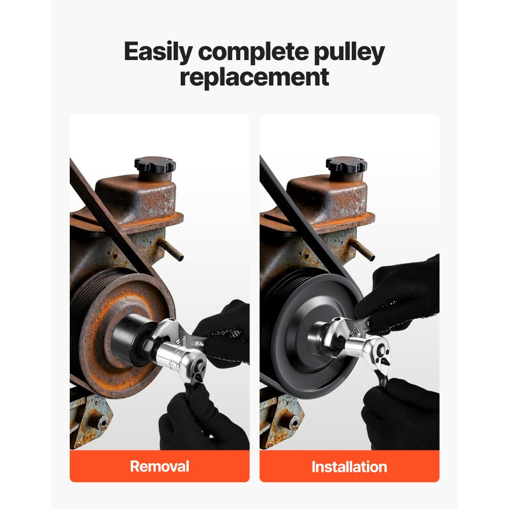 VEVOR Power Steering Pump Pulley Puller/Installer Tool Set, Compatible with Ford, GM V6, and VW Vehicles, Pump Pulley Remover Installer Tools, for Removing and Installing Power Steering Pump Pulleys