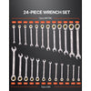 VEVOR Combination Wrench Set, 24-Piece Ratcheting Wrench Set with Organizer Rack, Cr-V Steel Wrench Set SAE 1/4" to 7/8", Metric 8 mm to 19 mm, Ideal for General Household, Auto Repairs, Emergency