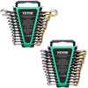 VEVOR Combination Wrench Set, 24-Piece Ratcheting Wrench Set with Organizer Rack, Cr-V Steel Wrench Set SAE 1/4" to 7/8", Metric 8 mm to 19 mm, Ideal for General Household, Auto Repairs, Emergency