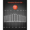 VEVOR Combination Wrench Set, 16-Piece SAE Sizes, 72 Teeth, Cr-V Steel Ratcheting Wrench Set, with Roll Up Pouch, Open End, Clear Size Labels, for General Household and Automotive Repairs, Silver