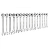 VEVOR Combination Wrench Set, 16-Piece SAE Sizes, 72 Teeth, Cr-V Steel Ratcheting Wrench Set, with Roll Up Pouch, Open End, Clear Size Labels, for General Household and Automotive Repairs, Silver