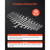 VEVOR Combination Wrench Set, 26-Piece SAE and Metric, 72 Teeth, Cr-V Steel Ratcheting Wrench Set, with Rack Organizer, Open End, Clear Size Labels, for General Household, Automotive Repairs, Silver