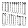VEVOR Combination Wrench Set, 26-Piece SAE and Metric, 72 Teeth, Cr-V Steel Ratcheting Wrench Set, with Rack Organizer, Open End, Clear Size Labels, for General Household, Automotive Repairs, Silver