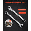 VEVOR Combination Wrench Set, 32-Piece SAE and Metric, 12-Point Box End and 15° Angled Open End Combination Wrenches with Roll Up Pouch, Carbon Steel, for General Household and Automotive Repairs