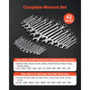 VEVOR Combination Wrench Set, 42-Piece SAE and Metric, 12-Point Box End and 15° Angled Open End Combination Wrenches with Roll Up Pouch, Carbon Steel, for General Household and Automotive Repairs