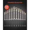 VEVOR Flex-Head Ratcheting Wrench Set, 12-Piece Metric 8 mm to 19 mm, 72 Teeth, Cr-V Steel Ratchet Flexible Combination Wrench Set with Roll Up Pouch, for General Household and Automotive Repairs