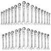 VEVOR Flex-Head Ratcheting Wrench Set, 30-Piece SAE and Metric, 72 Teeth, Cr-V Steel Ratchet Flexible Combination Wrench Set with Roll Up Pouch, for General Household and Automotive Repairs, Silver